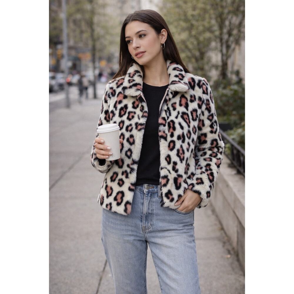 Abound Leopard Print Sherpa Jacket Women’s Cozy Faux Fur Size Large